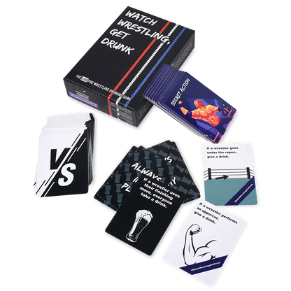 Watch Wrestling, Get Drunk | The Live Pro Wrestling Drinking Game | 130 Cards | Falling Whale Games - Niksstuff