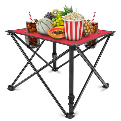 LakeForest Folding Camping Table with 2 Cup Holders – 600D Oxford, 44 lb Capacity | 18.5"x18.5" | 2.2 lbs | 1-Pc & 2-Pc Sets