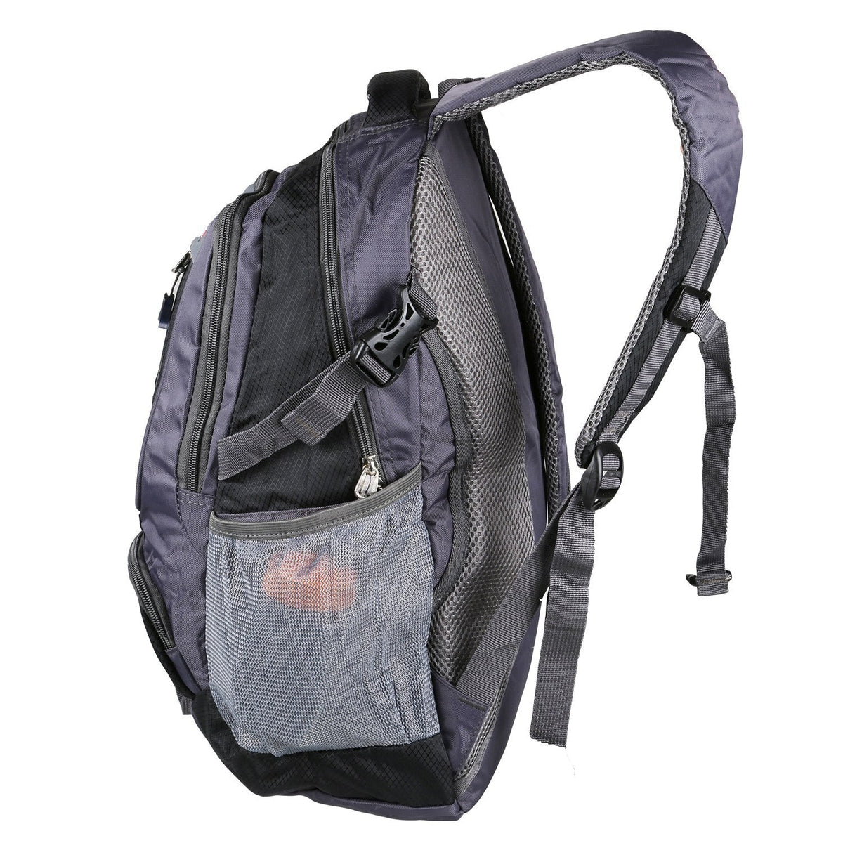 Unisex Nylon Backpack – Lightweight 1.4 lb | Dual Water Bottle Pockets, Multiple Zip Compartments | School, Travel & Gym