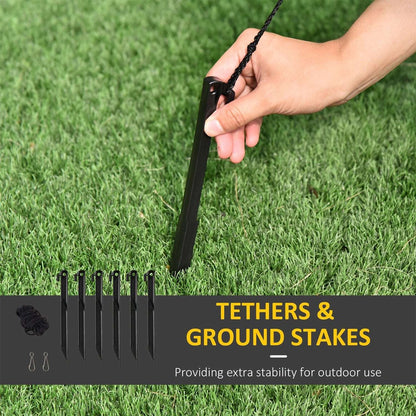 Inflatable Santa sleigh ground stakes and tether cords for outdoor stability