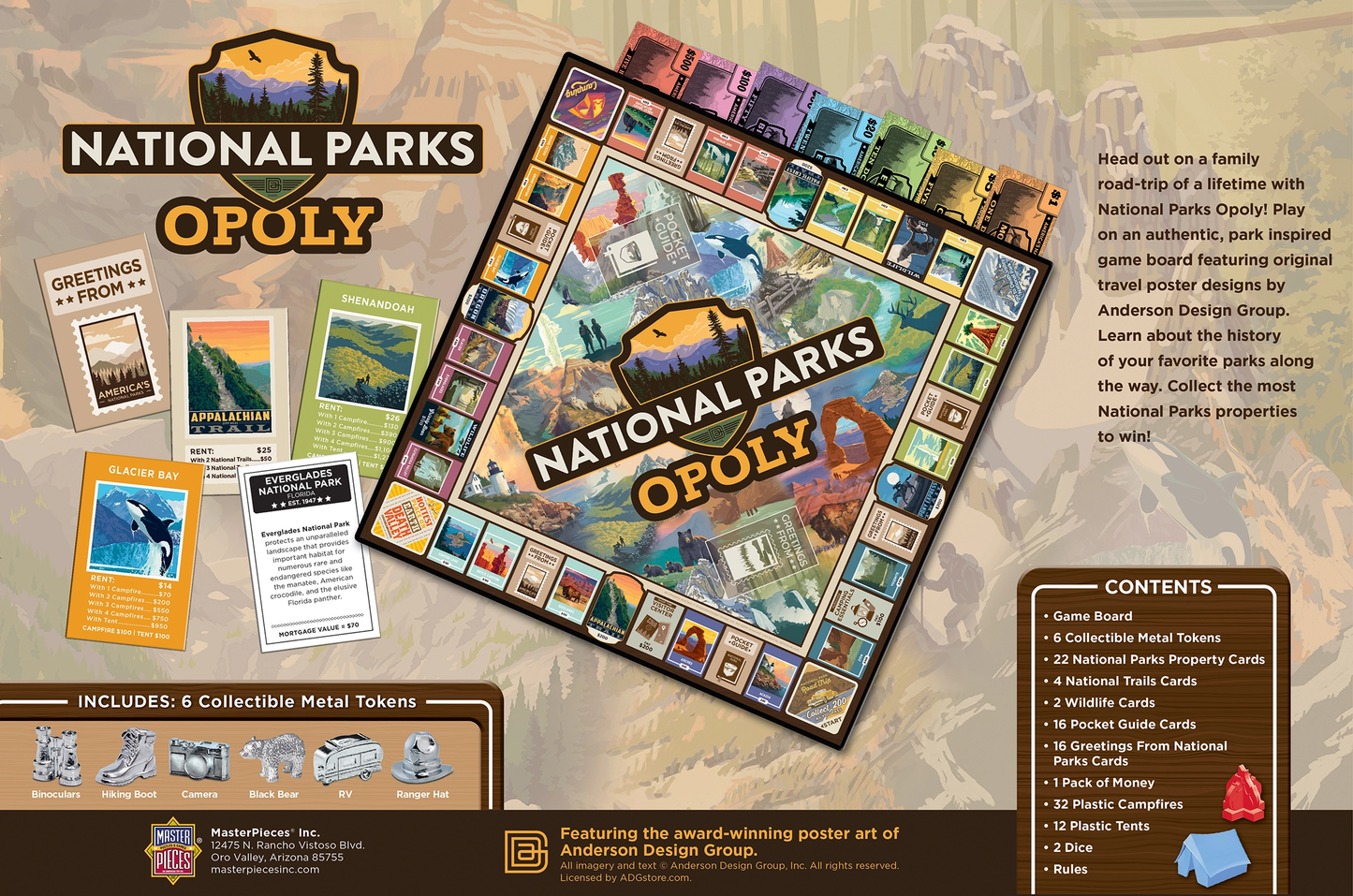 National Parks Opoly Board Game | U.S. Parks Monopoly-Style Game | Ages 8+ - Niksstuff