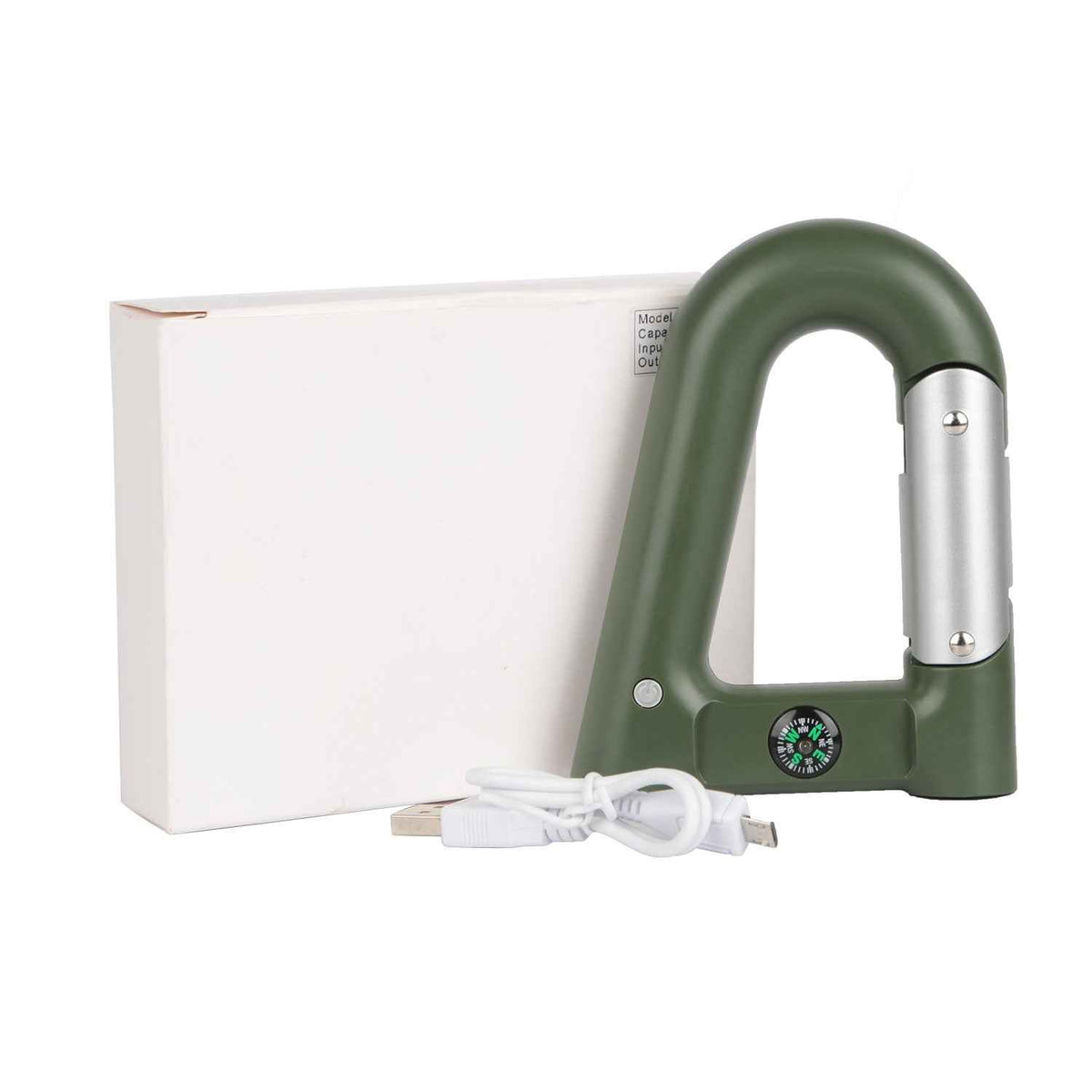 Carabiner Power Bank – 2,200mAh with LED Flashlight & Compass | Clip-On Charger for Hiking, Camping & Travel