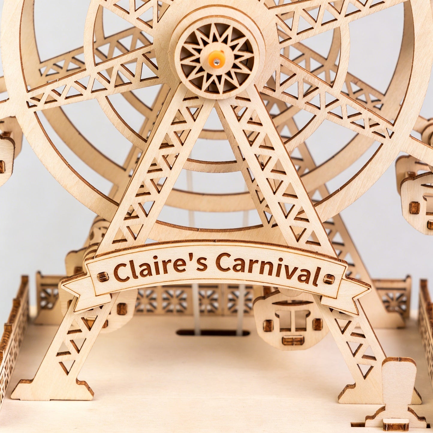 DIY Wooden Ferris Wheel Music Box Kit | Laser-Cut Wood | Rotating Ferris Wheel | 8 Music Options