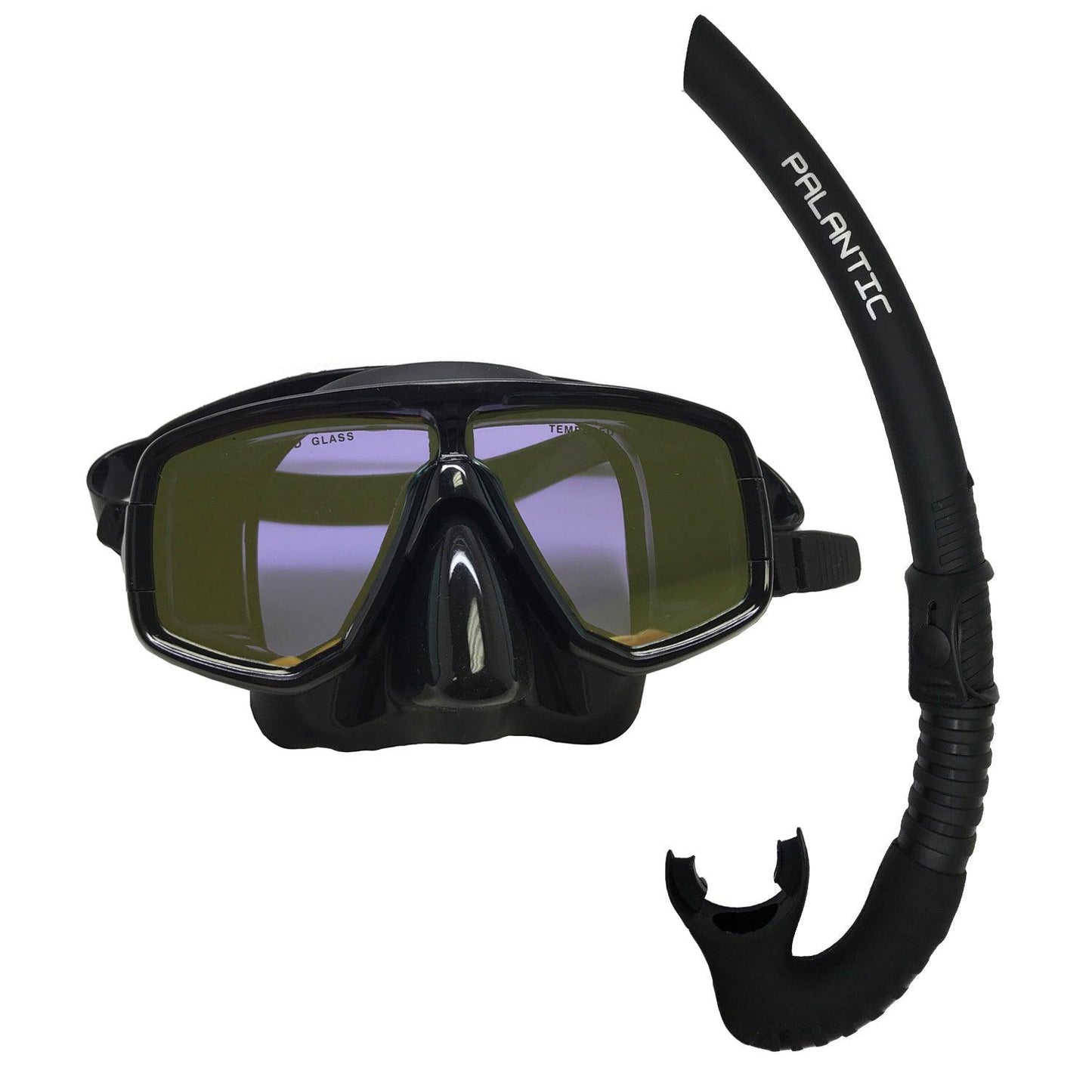 Silicone Dive Mask with Yellow Mirror Lens + Black Snorkel Combo by Scuba Choice - Niksstuff