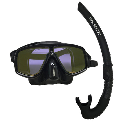 Silicone Dive Mask with Yellow Mirror Lens + Black Snorkel Combo by Scuba Choice - Niksstuff