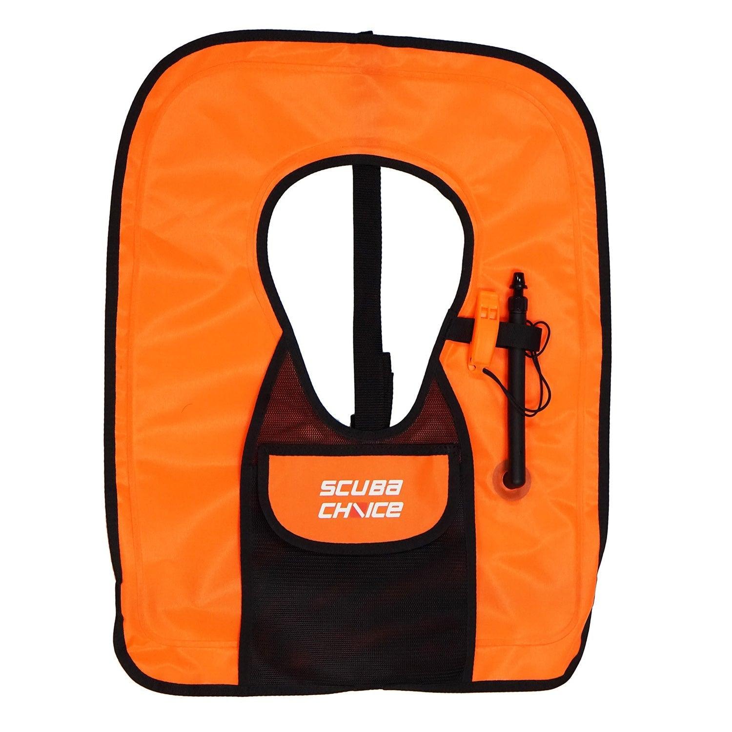 Adult Orange Snorkel Vest with Front Pocket & Whistle by Scuba Choice - Niksstuff