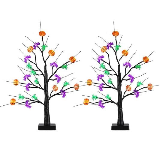 LJG 1.97ft Lighted Halloween Trees with Timer - 2 Pack