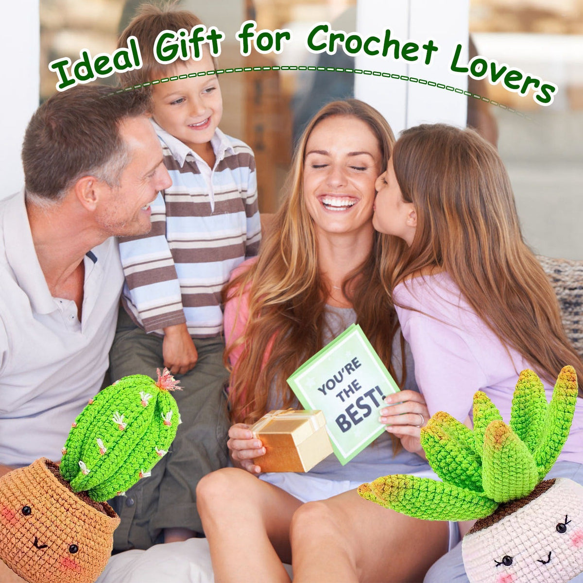 Succulent Crochet Kit for Beginners – 4 Patterns, 9 Yarn Colors & Video Tutorials
