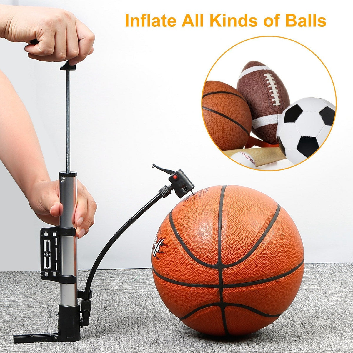 Gbruno Mini Bike Pump - Aluminum Portable Tire Inflator with Mount