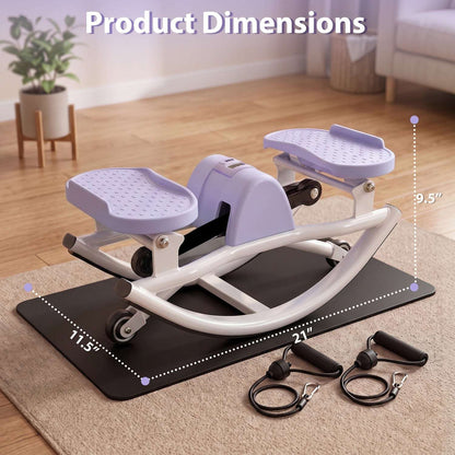Lavender swing stepper with resistance bands and dimension markers
