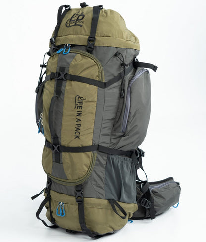 River Country Gear 70L Backpacking Pack – Adjustable Torso, Rainfly, 4 lbs 1 oz