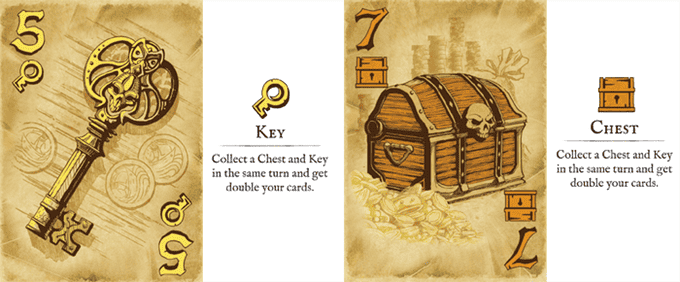 Loot card preview featuring keys and chests with numbers and ornate artwork