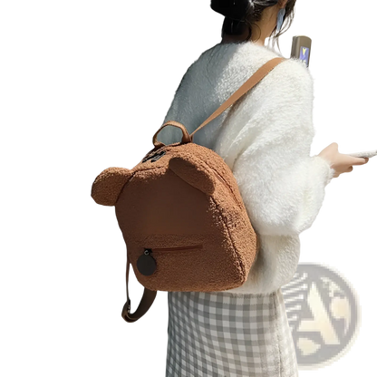 Bear-Shaped Plush Backpack | Cute Fuzzy Fleece Rucksack | 5 Colors | Mini Size