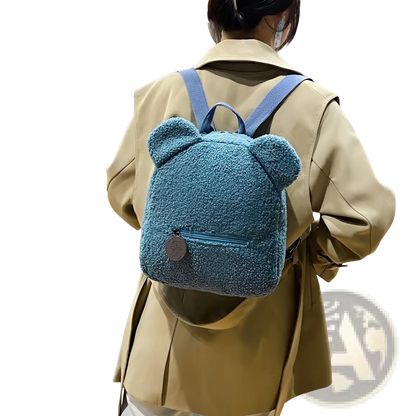 Bear-Shaped Plush Backpack | Cute Fuzzy Fleece Rucksack | 5 Colors | Mini Size