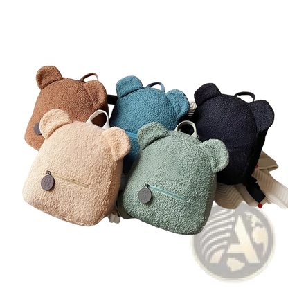 Bear-Shaped Plush Backpack | Cute Fuzzy Fleece Rucksack | 5 Colors | Mini Size