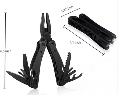 River Country Gear Folding Multi-Tool Pliers – Black, Knife, Saw, Screwdriver & Bottle Opener