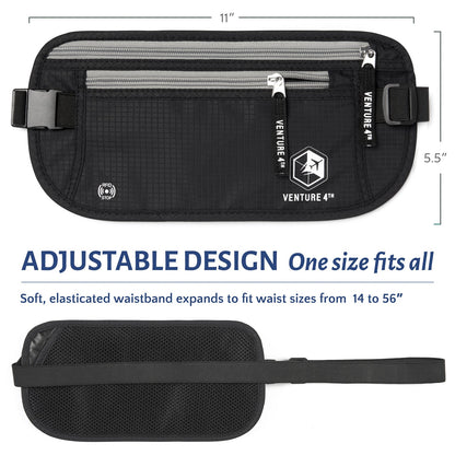VENTURE 4TH Travel Money Belt with RFID Blocking | Fits Up to 56" Waist | 5 Colors - Niksstuff