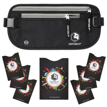VENTURE 4TH Travel Money Belt with RFID Blocking | Fits Up to 56" Waist | 5 Colors - Niksstuff