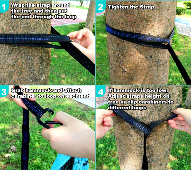 River Country Gear Nylon Hammock – Single & Double with Tree Straps, Carabiners & Carry Case