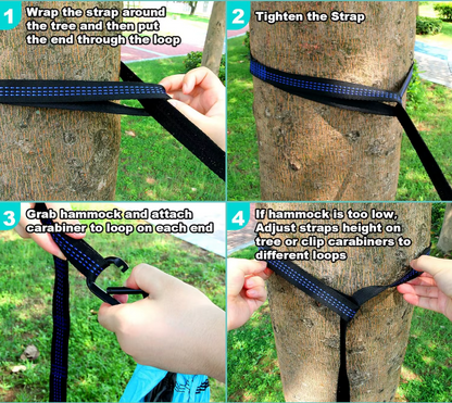 River Country Gear Nylon Hammock – Single & Double with Tree Straps, Carabiners & Carry Case