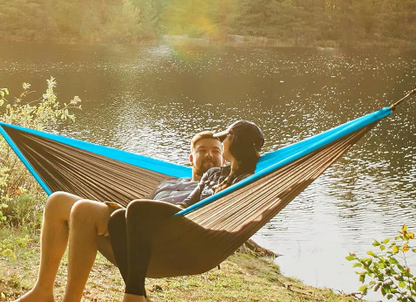 River Country Gear Nylon Hammock – Single & Double with Tree Straps, Carabiners & Carry Case