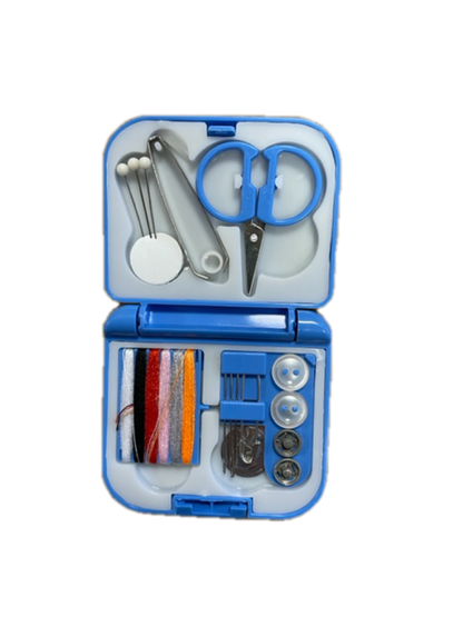 River Country Gear Travel Sewing Kit – Needles, Threads, Scissors & More | Blue, White, Pink