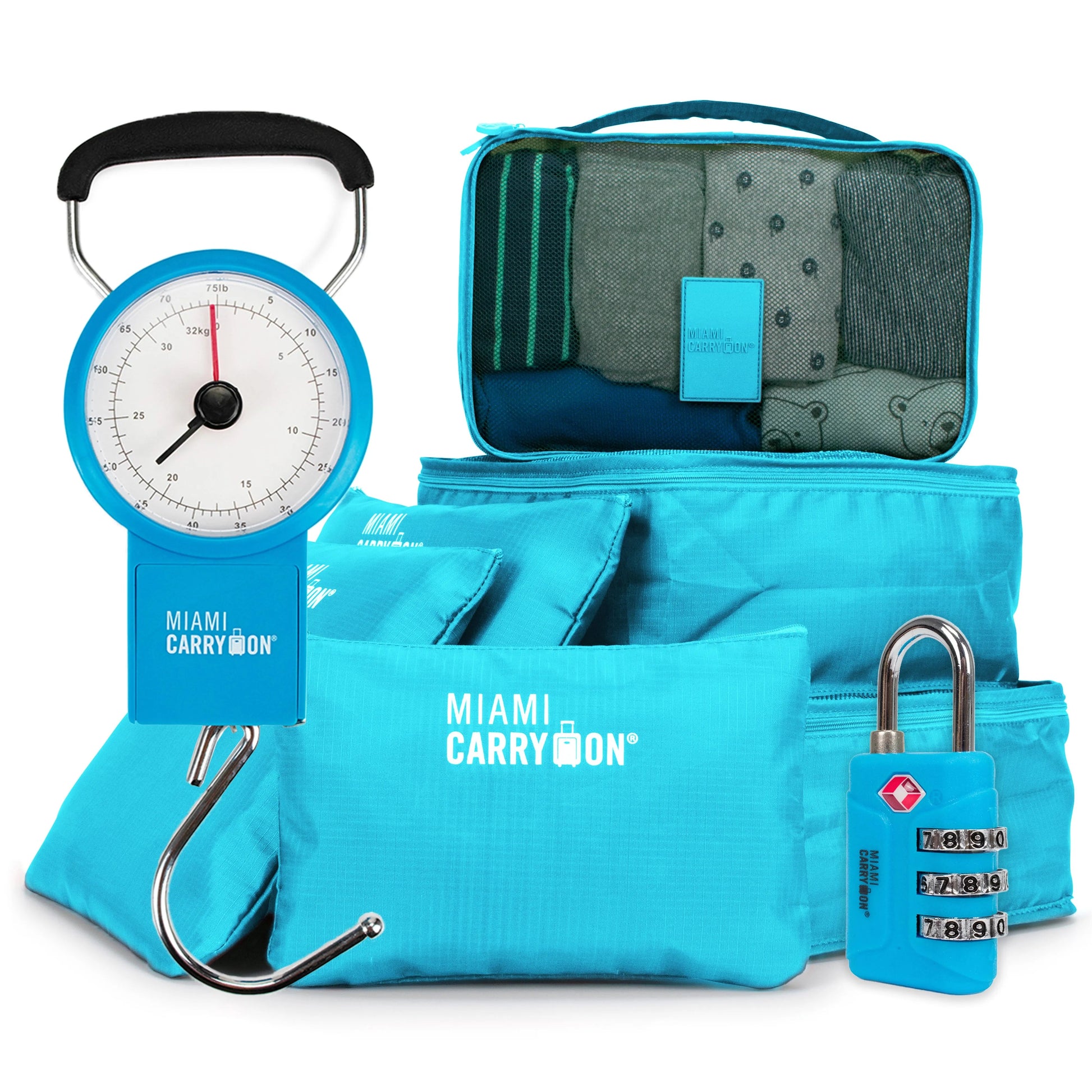 Essential Travel Kit Combo | Packing Cubes, Scale & TSA Lock | 6 Colors - Niksstuff