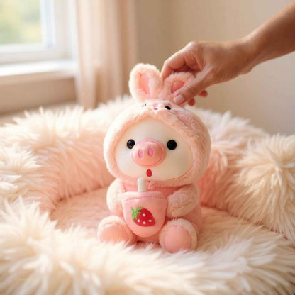 Boba Pig Stuffed Animal – Kawaii Bubble Tea Plush