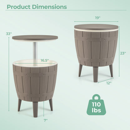 10 Gallon Outdoor Cooler Bar Table with Telescopic Tabletop & Ice Bucket