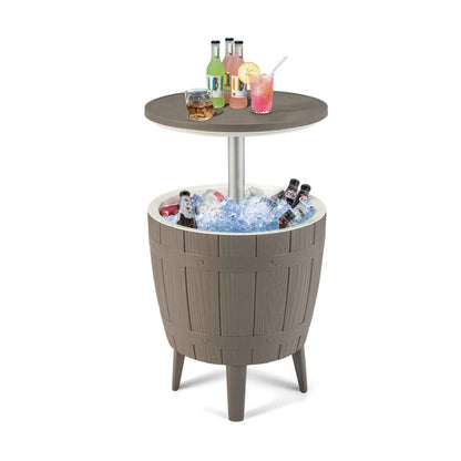 10 Gallon Outdoor Cooler Bar Table with Telescopic Tabletop & Ice Bucket
