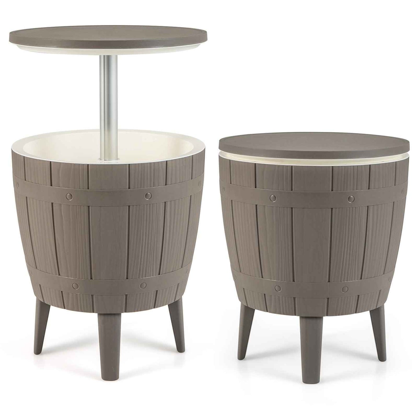 10 Gallon Outdoor Cooler Bar Table with Telescopic Tabletop & Ice Bucket