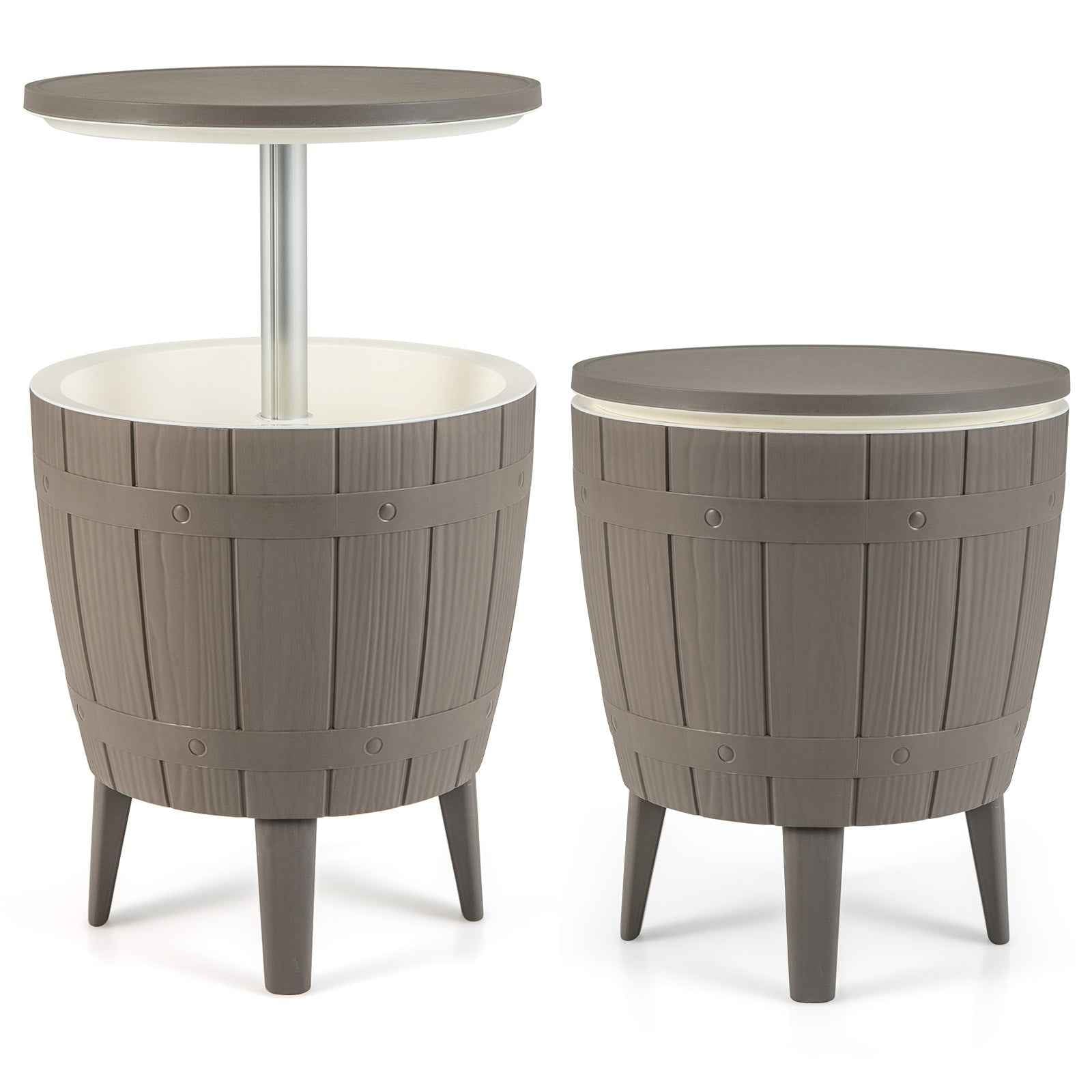 10 Gallon Outdoor Cooler Bar Table with Telescopic Tabletop & Ice Bucket