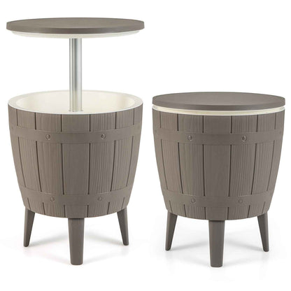 10 Gallon Outdoor Cooler Bar Table with Telescopic Tabletop & Ice Bucket