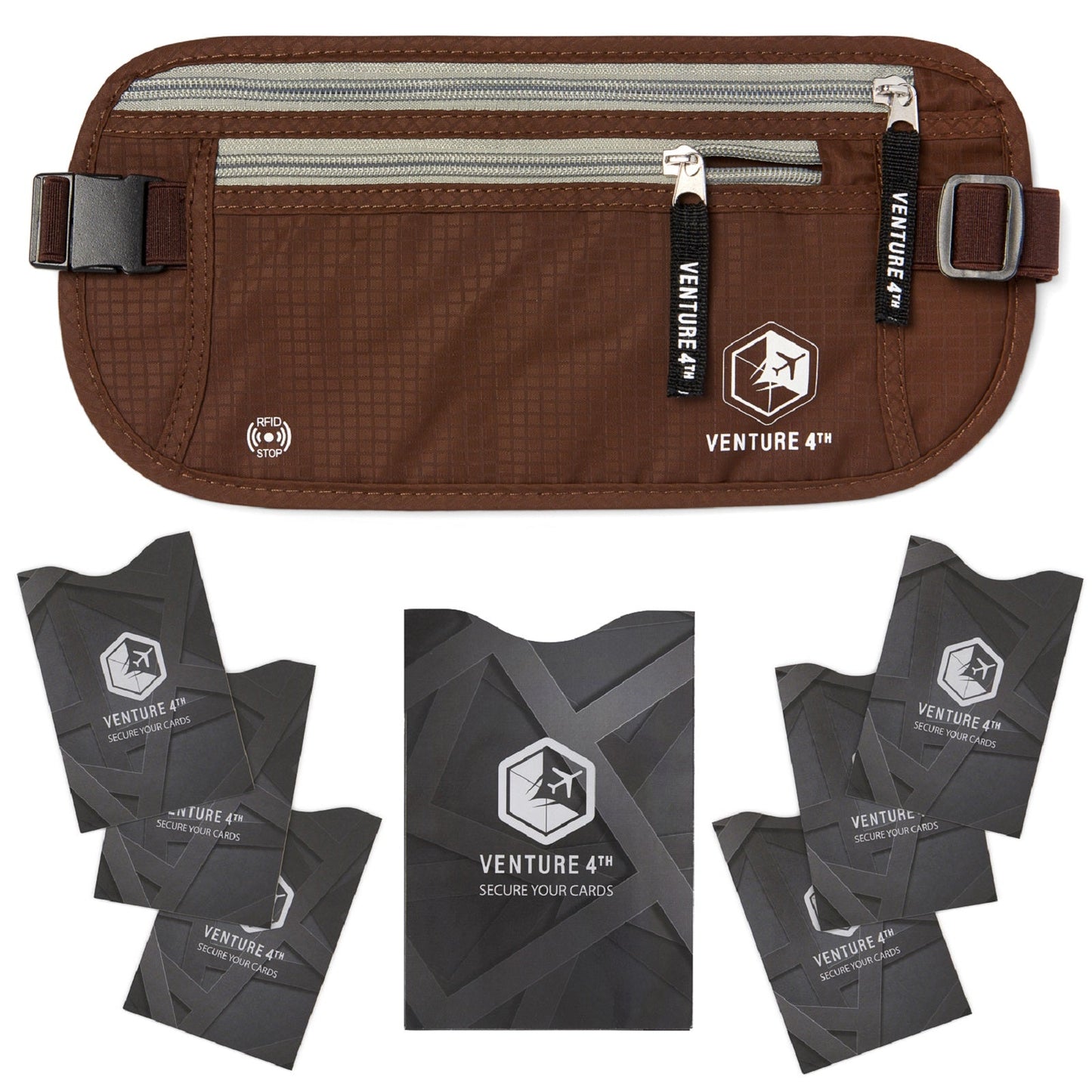 VENTURE 4TH Travel Money Belt with RFID Blocking | Fits Up to 56" Waist | 5 Colors - Niksstuff