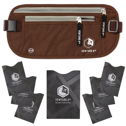 VENTURE 4TH Travel Money Belt with RFID Blocking | Fits Up to 56" Waist | 5 Colors - Niksstuff