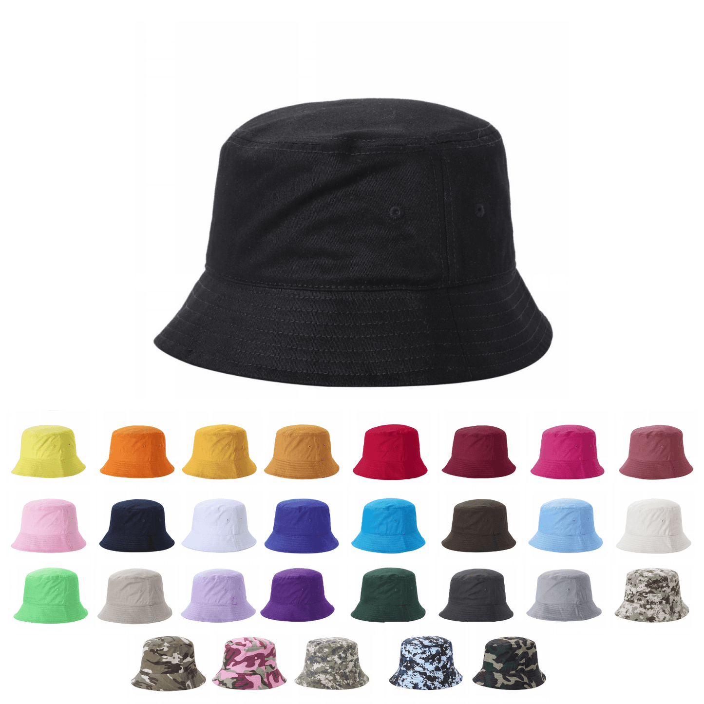 Solid Bucket Hat | 32 Colors Including Camo & Denim - Niksstuff