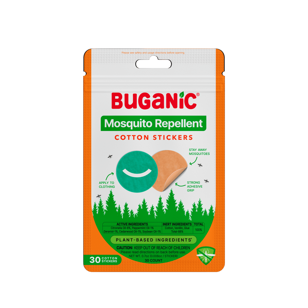 Buganic Mosquito Repellent Cotton Stickers - DEET-Free Patches