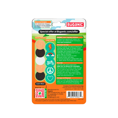 Buganic Mosquito Repellent Cotton Stickers - DEET-Free Patches