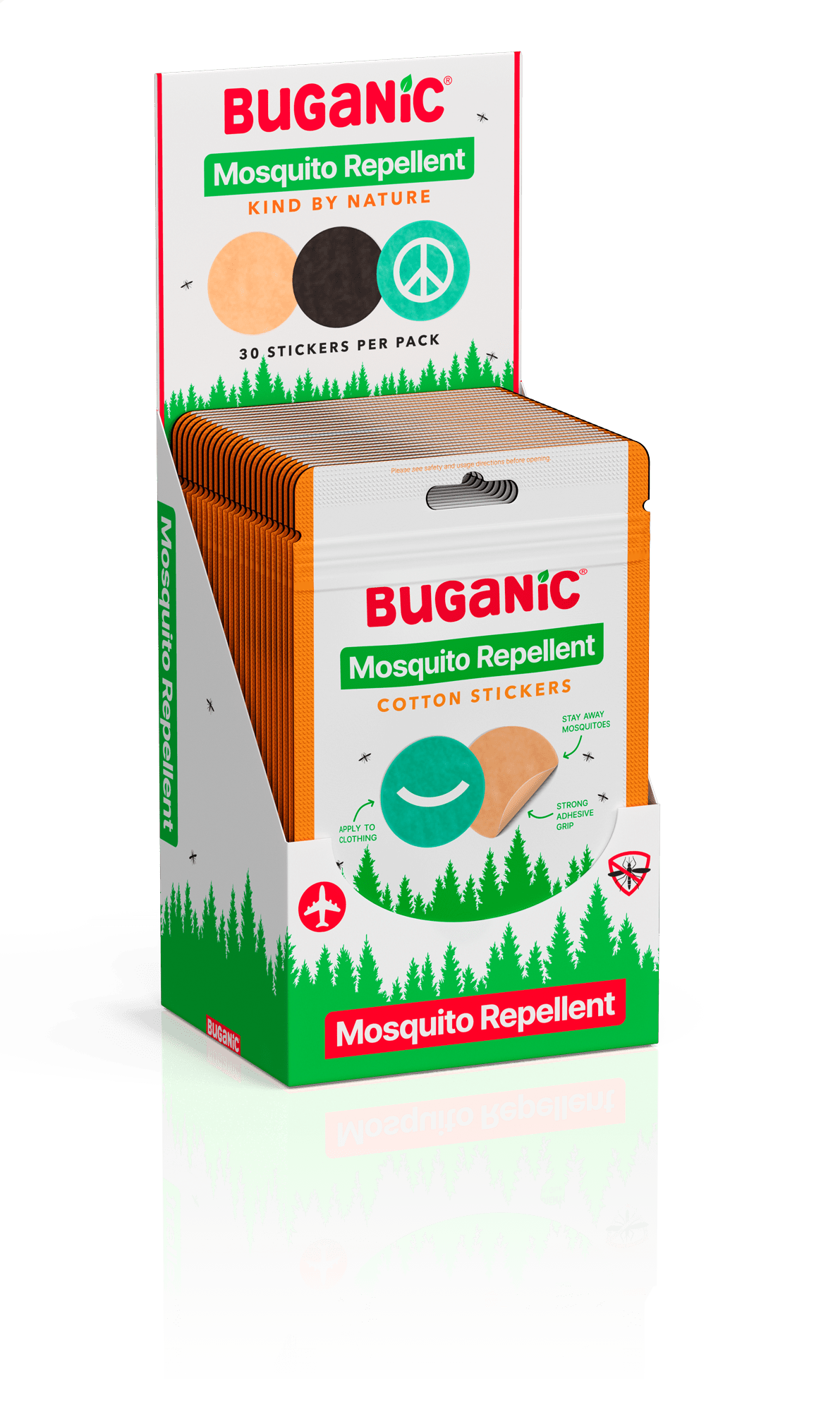 Buganic Mosquito Repellent Cotton Stickers - DEET-Free Patches