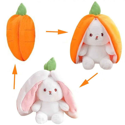 Reversible Bunny Plush Toy – Strawberry & Carrot Hide-and-Seek Stuffed Animal