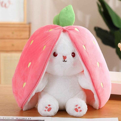 Reversible Bunny Plush Toy – Strawberry & Carrot Hide-and-Seek Stuffed Animal