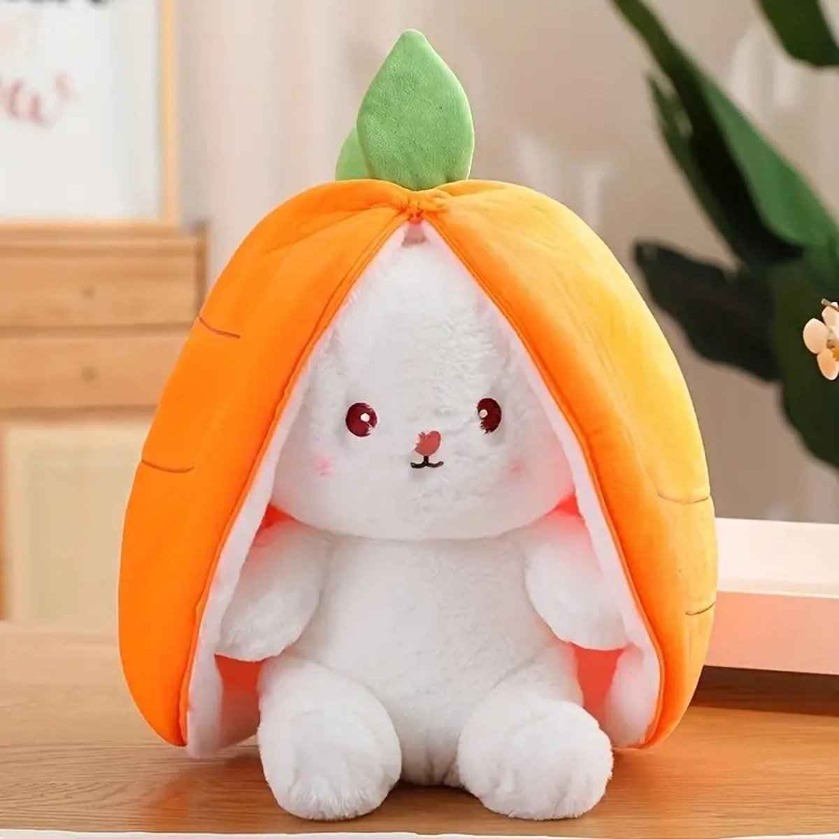 Reversible Bunny Plush Toy – Strawberry & Carrot Hide-and-Seek Stuffed Animal