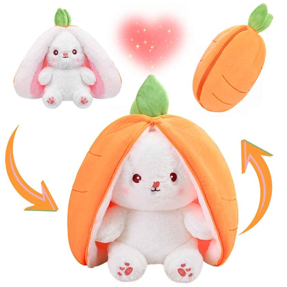 Reversible Bunny Plush Toy – Strawberry & Carrot Hide-and-Seek Stuffed Animal