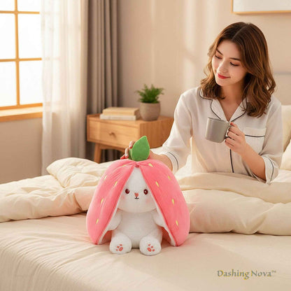 Reversible Bunny Plush Toy – Strawberry & Carrot Hide-and-Seek Stuffed Animal