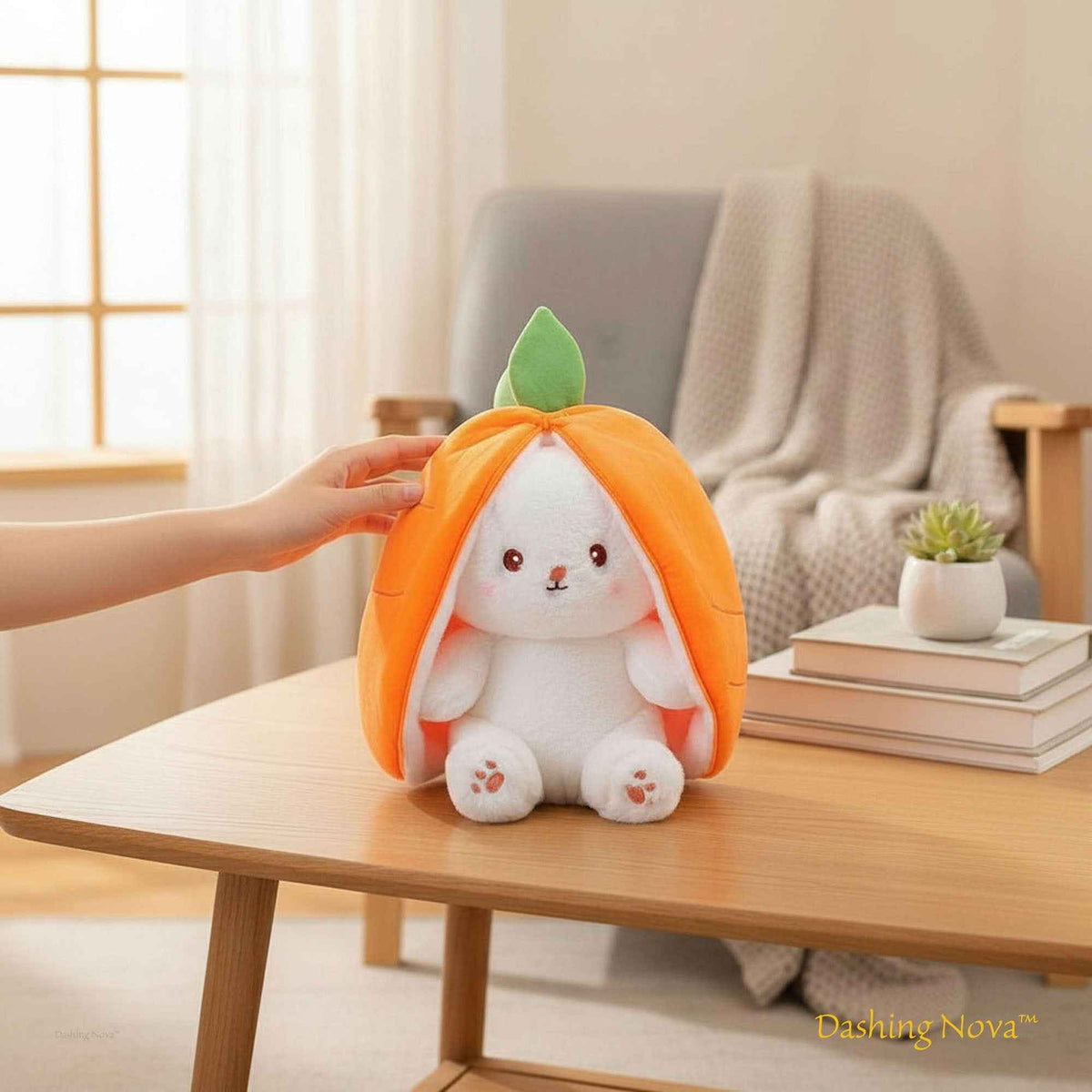 Reversible Bunny Plush Toy – Strawberry & Carrot Hide-and-Seek Stuffed Animal