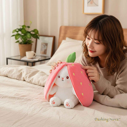 Reversible Bunny Plush Toy – Strawberry & Carrot Hide-and-Seek Stuffed Animal