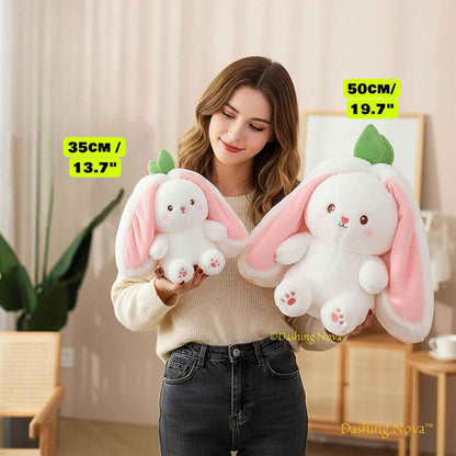 Reversible Bunny Plush Toy – Strawberry & Carrot Hide-and-Seek Stuffed Animal