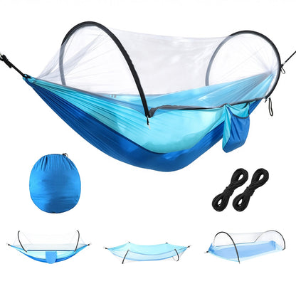 3-in-1 Camping Hammock with Mosquito Net – 440 lb Capacity, 70D Nylon | Pop-Up Net, Dual Zippers | 1.43 lbs | 3 Colors