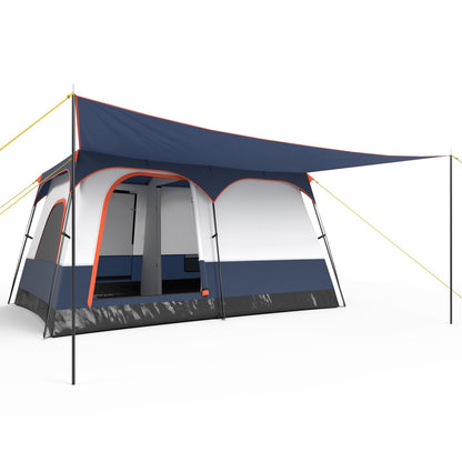 6–8 Person Camping Tent | Double Rooms | 2 Doors | Porch | 1000mm Rainfly + 3000mm Floor | Navy or Green