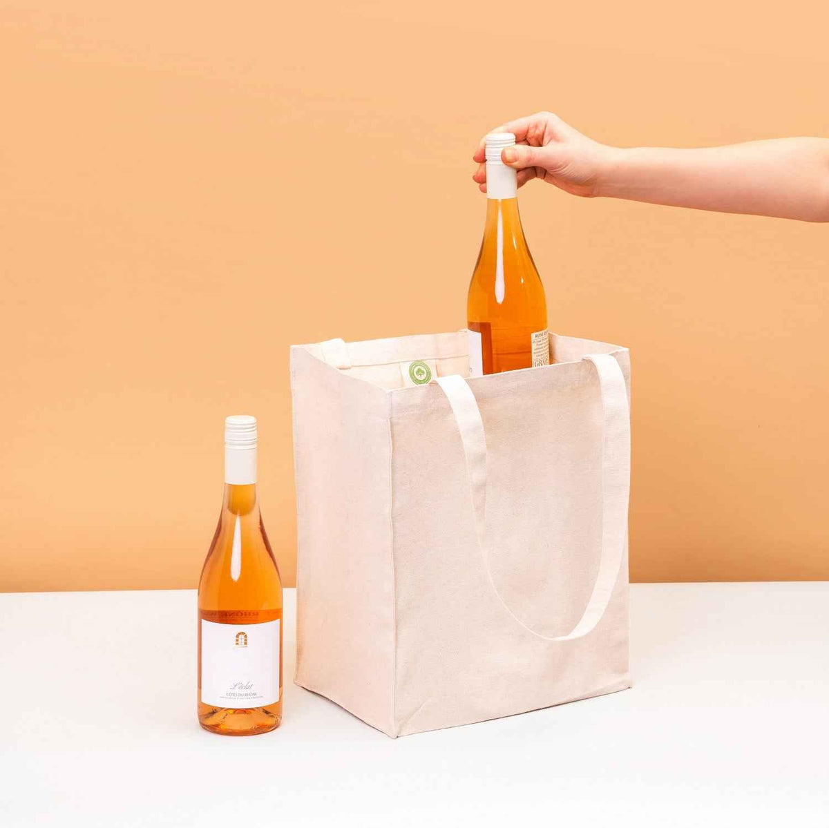 Organic Cotton Canvas Wine Tote – 6 Bottle Carrier